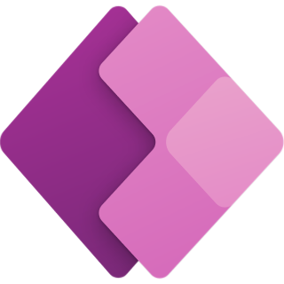 Purple and pink diamond-shaped logo for Microsoft Power Apps, with the pink part overlapping the purple.