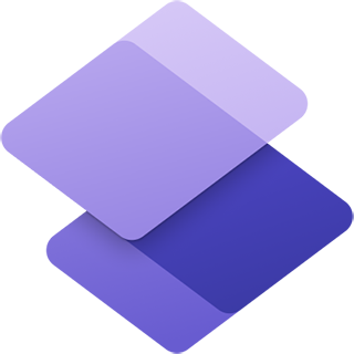 Power Pages logo, two overlapping diamonds in shades of purple.